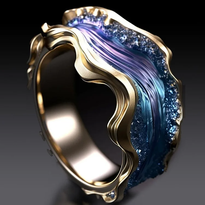 Golden Vintage Ocean Ring