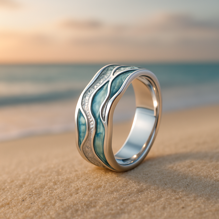 Turquoise Silver Wave Ring