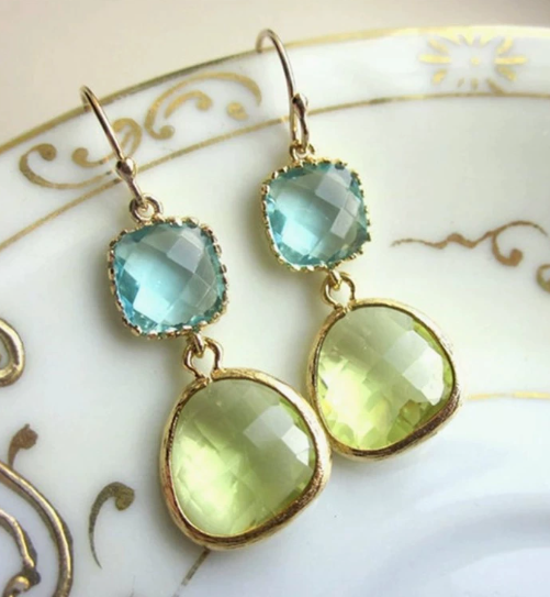 Vintage Moonstone and Turquoise Earrings
