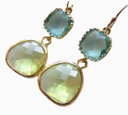 Vintage Moonstone and Turquoise Earrings