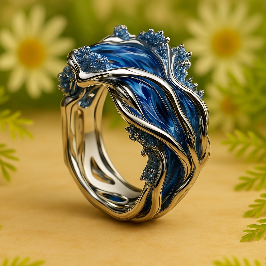 Golden Vintage Ocean Wavy Ring