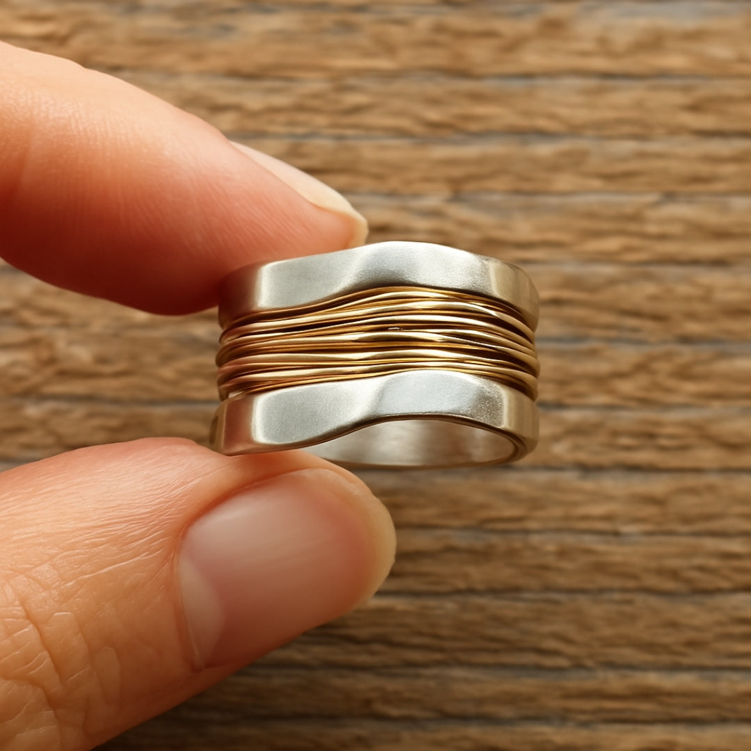 Silver and Gold Wire Ring